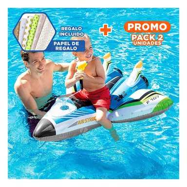 PACK2 ARO INFLABLE AVION 57536NP FACIL DE COLOCAR Y SEGURO PARA NINOS Y+PAPEL REGALO