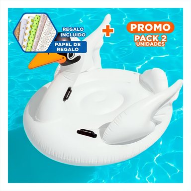 PACK2 JUGUETE CISNE LUDICO Y COLORIDO PARA PISCINA Y NIÑOS 130 X 102 X 99 CM Y+PAPEL REGALO
