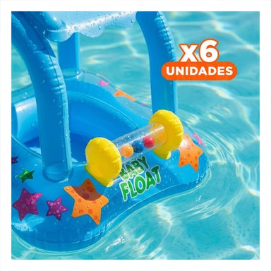 PACK6 FLOTANTE PORTATIL DE AGUA BEBE CON TECHO 56581NP RESISTENTE Y+REGALO STICKER