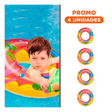 PACK4 ARO DE PISCINA ACUARIO TIBURON 36113 COMODO Y RESISTENTE PARA DIVERSION Y+REGALO STICKER