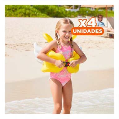 PACK4 JUGUETE CON ALAS AMARILLO LUDICO Y FACIL DE USAR EN PISCINA INFANTIL