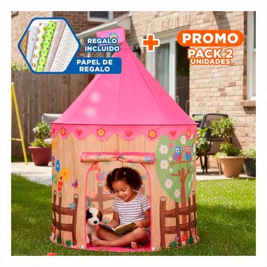 PACK2 TIENDA COMPACTA DE NIÑO DE CAMPO MG-801 EB ROSADO PARA JUEGOS Y+PAPEL REGALO