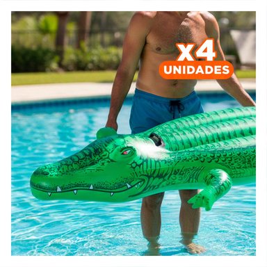 PACK4 JUGUETE COCODRILO 203 X 114 CM COLORIDO Y SEGURO PARA JUEGOS EN PISCINA