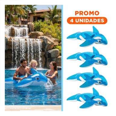 PACK4 ARO DE PISCINA PORTATIL BALLENA 58523NP COMODO Y RESISTENTE Y+REGALO STICKER