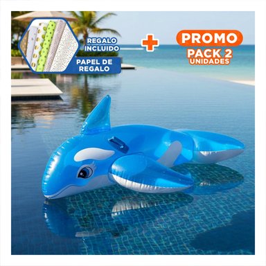 PACK2 ARO INFLABLE BALLENA 58523NP FACIL DE COLOCAR Y SEGURO PARA NINOS Y+PAPEL REGALO