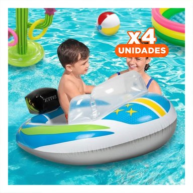 PACK4 COLCHONETA DE PISCINA 3D CARRO 59380NP INFLABLE Y FACIL DE TRANSPORTAR