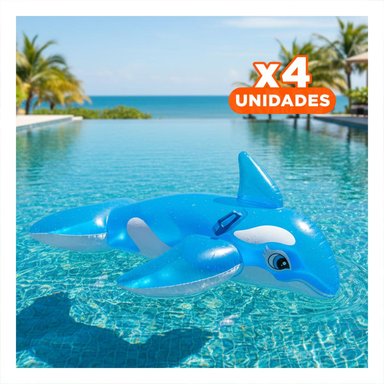 PACK4 COLCHONETA DE PISCINA BALLENA 58523NP INFLABLE Y FACIL DE TRANSPORTAR