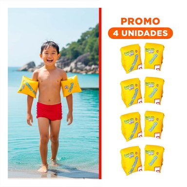 PACK4 ACCESORIO INFLABLE DE BRAZO 30 X 15 CM RESISTENTE PARA JUEGOS EN AGUA Y+REGALO STICKER