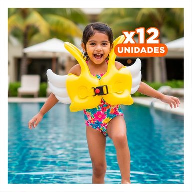 PACK12 INFLABLE CON ALAS AMARILLO DIVERTIDO Y LUDICO PARA PISCINA INFANTIL