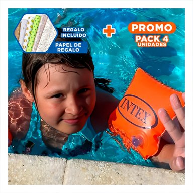 PACK4 EQUIPO DE NATACION DE BRAZO INFLABLE PARA NIÑOS 23 X 15 CM Y+PAPEL REGALO