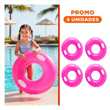 PACK4 SALVAVIDAS CON ASA FUCSIA 76 CM ACUATICO Y COLORIDO PARA NIÑOS Y+REGALO STICKER
