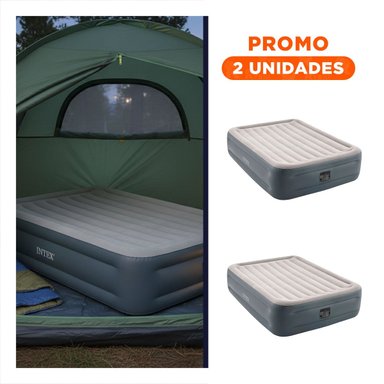 PACK2 COLCHONETA DE AIRE QUEEN COD 64414NP FACIL DE INFLAR Y DESINFLAR