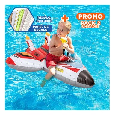 PACK2 ARO INFLABLE AVION 57536NP FACIL DE COLOCAR Y SEGURO PARA NINOS Y+PAPEL REGALO
