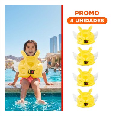 PACK4 SALVAVIDAS CON ALAS AMARILLO ACUATICO Y LUDICO PARA PISCINA INFANTIL Y+REGALO STICKER
