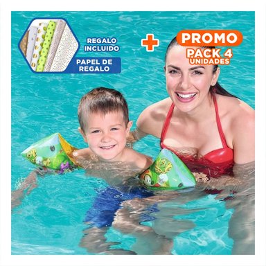 PACK4 FLOTADOR DE PISCINA COMODO Y DURABLE PARA NINOS Y+PAPEL REGALO