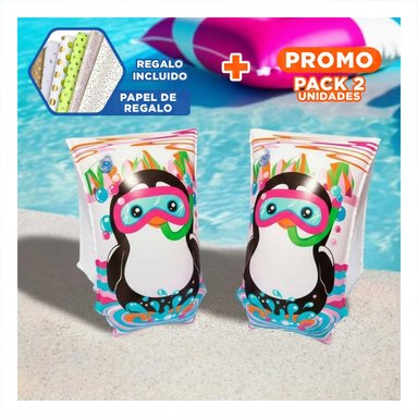 PACK2 AROS DIVERTIDOS ANIMALES ACUATICOS PINGUINO 32102 PARA ACTIVIDADES EN AGUA Y+PAPEL REGALO