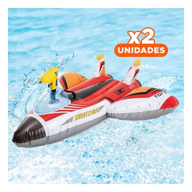 PACK2 FLOTADOR DE PISCINA AVION 57536NP COMODO Y DURADERO PARA ACTIVIDADES Y+REGALO STICKER