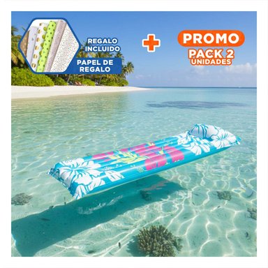 PACK2 COLCHON INFLABLE 59720NP CELESTE COMODO Y FACIL DE USAR PARA CASA O VIAJES Y+PAPEL REGALO