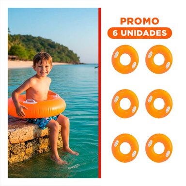 PACK6 SALVAVIDAS CON ASA ANARANJADO 76 CM ACUATICO Y SEGURO PARA NIÑOS EN PISCINA