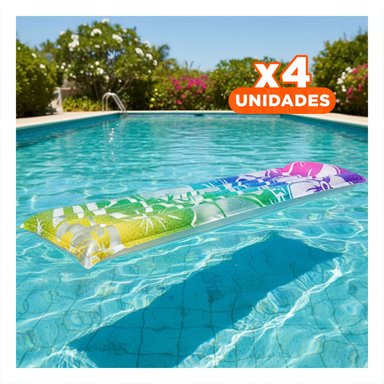 PACK4 COLCHON INFLABLE DE CASA 59720NP ARCOIRIS FACIL DE USAR Y COMODO PARA DESCANSO