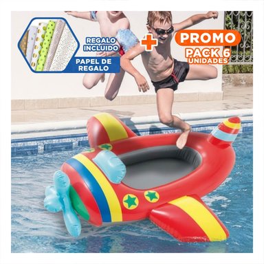 PACK6 COLCHONETA PORTATIL DE AGUA 3D AVION 59380NP COMODA Y SEGURA Y+PAPEL REGALO