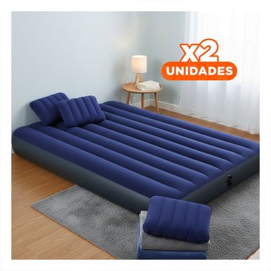 PACK2 COLCHON INFLABLE COMODO QUEEN 2 1/2 PLAZAS COD 64765 PARA DORMIR EN CASA Y+REGALO STICKER