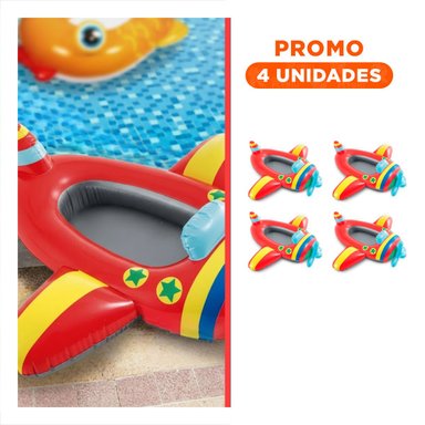 PACK4 BOTE DE PISCINA PORTATIL 3D AVION 59380NP COMODO Y RESISTENTE Y+REGALO STICKER