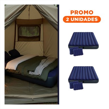 PACK2 COLCHONETA DE AIRE QUEEN 2 1/2 PLAZAS COD 64765 FACIL DE INFLAR Y DESINFLAR