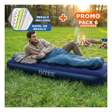 PACK6 CAMA PORTATIL INFLABLE 1 PLAZA COD 64756 COMODA Y RESISTENTE Y+PAPEL REGALO