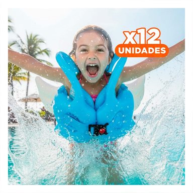 PACK12 SALVAVIDAS CON ALAS AZUL CLARO LUDICO Y SEGURO PARA JUEGOS EN PISCINA