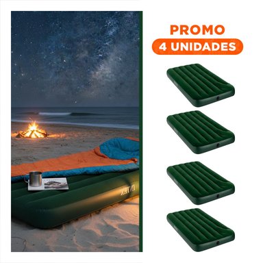 PACK4 COLCHONETA PARA DORMIR TWIN 1 1/2 PLAZA COD 64761 INFLABLE Y PORTATIL Y+REGALO STICKER