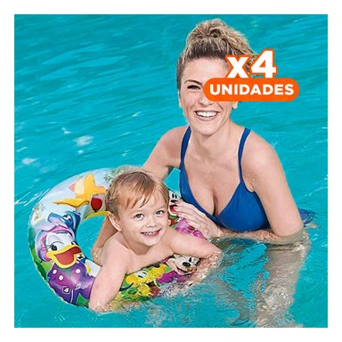 PACK4 COLCHONETA DE PISCINA ANIMADO 91004 INFLABLE Y FACIL DE TRANSPORTAR