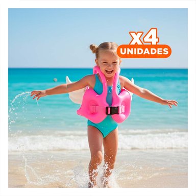 PACK4 JUGUETE CON ALAS ROSADO COLORIDO Y SEGURO PARA JUEGOS EN PISCINA