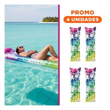 PACK4 COLCHONETA DE AIRE COMODA 59720NP ARCOIRIS PARA DORMIR NIÑOS Y ADULTOS Y+REGALO STICKER