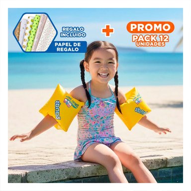 PACK12 PROTECTOR INFLABLE DE BRAZO 30 X 15 CM RESISTENTE PARA PISCINA INFANTIL Y+PAPEL REGALO