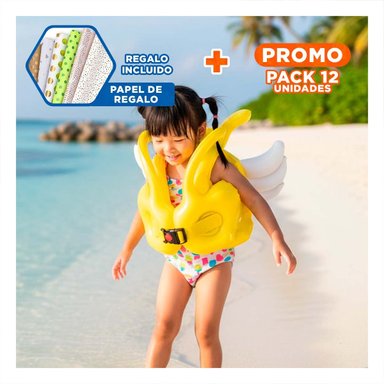 PACK12 JUGUETE CON ALAS AMARILLO ACUATICO Y DIVERTIDO PARA PISCINA Y+PAPEL REGALO