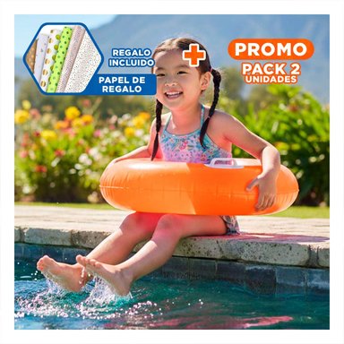 PACK2 JUGUETE CON ASA ANARANJADO 76 CM LUDICO Y SEGURO PARA NIÑOS EN PISCINA Y+PAPEL REGALO