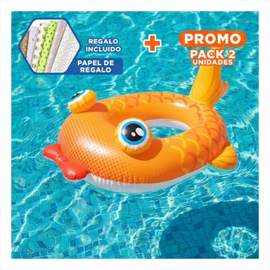PACK2 BOTE INFLABLE 3D PEZ 59380NP FACIL DE COLOCAR Y SEGURO PARA NINOS Y+PAPEL REGALO