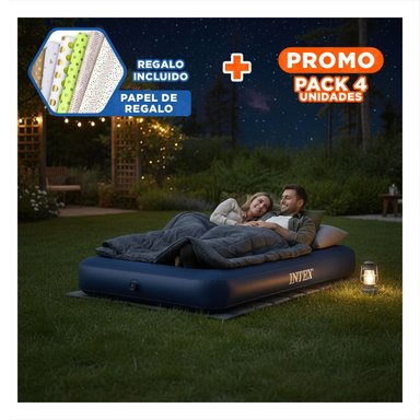 PACK4 COLCHON DE AIRE 1 1/2 PLAZA COD 64757 RESISTENTE Y COMODO PARA DORMIR Y+PAPEL REGALO