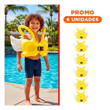 PACK6 SALVAVIDAS CON ALAS AMARILLO DIVERTIDO Y SEGURO PARA PISCINA Y NIÑOS