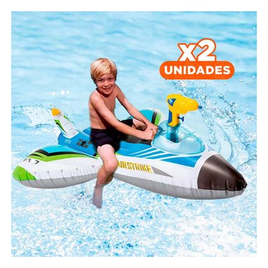 PACK2 FLOTADOR DE PISCINA AVION 57536NP COMODO Y DURADERO PARA ACTIVIDADES Y+REGALO STICKER