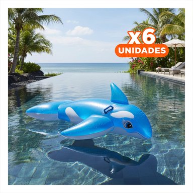 PACK6 FLOTANTE PORTATIL DE AGUA BALLENA 58523NP RESISTENTE Y FACIL DE USAR Y+REGALO STICKER
