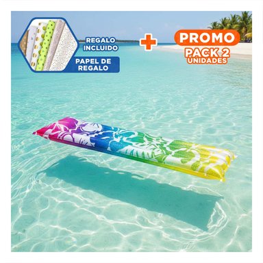 PACK2 COLCHONETA DE VIAJE 59720NP ARCOIRIS INFLABLE Y RESISTENTE PARA DORMIR Y+PAPEL REGALO