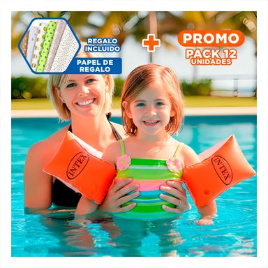 PACK12 FLOTANTE DE BRAZO INFLABLE INFANTIL PARA JUEGOS EN AGUA 23 X 15 CM Y+PAPEL REGALO