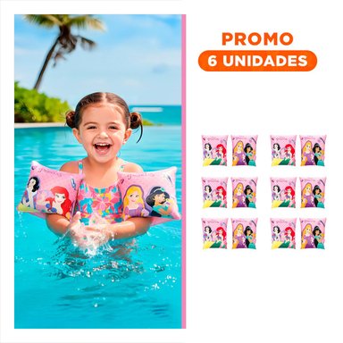 PACK6 FLOTADOR DE BRAZO INFLABLE PRINCESA INFANTIL PLAYA 23 X 15 CM