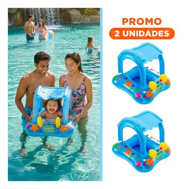 PACK2 FLOTANTE PORTATIL BEBE CON TECHO 56581NP COMODO Y RESISTENTE PARA PISCINA