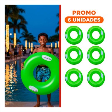 PACK6 SALVAVIDAS CON ASA VERDE 76 CM ACUATICO Y SEGURO PARA NIÑOS EN PISCINA