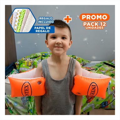 PACK12 EQUIPO RECREATIVO DE BRAZO INFLABLE PARA NIÑOS 30 X 15 CM Y+PAPEL REGALO