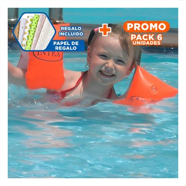 PACK6 EQUIPO ACUATICO DE BRAZO INFLABLE PARA NIÑOS 30 X 15 CM Y+PAPEL REGALO