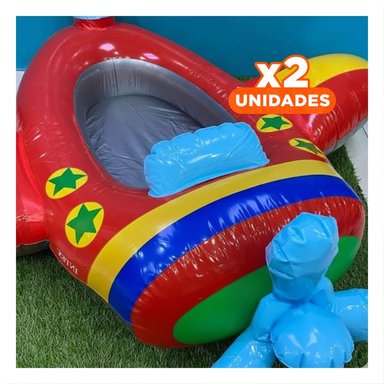 PACK2 FLOTADOR DE PISCINA 3D AVION 59380NP COMODO Y DURADERO PARA ACTIVIDADES Y+REGALO STICKER